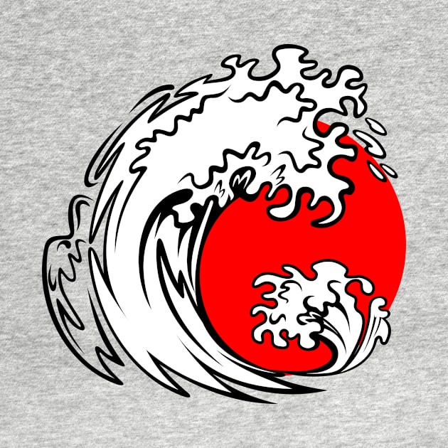 Surf wave on red sunset or sunrise | japanese style | Gift idea by French Culture Shop